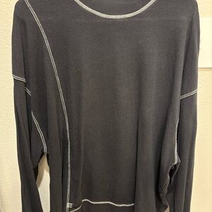BDG Dark Gray Long Sleeve Top with White Accents